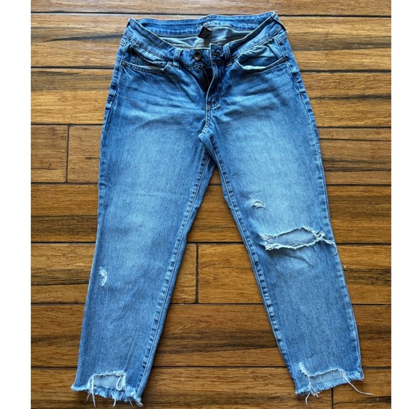 Rewash Denim - Rewash Vintage Reunion Distressed Raw Hem Jeans Medium Wash Size 7/28